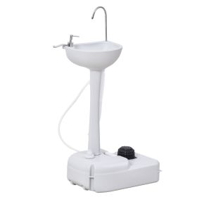 kleankin Portable Camping Sink, Handwashing Station Basin with 4.5 Gallon Tank, Rolling Wheels & Soap Dispenser for RV, Outdoor Events, Gathering